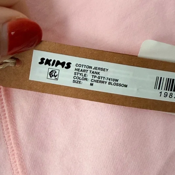 SKIMS Sold Out COTTON JERSEY HEART Cutout TANK TOP CHERRY BLOSSOM Size Medium - Picture 4 of 5